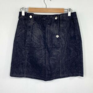 Black Corduroy Mini Skirt Women Sz 10 Grunge Goth Dark Academia Fall Preppy